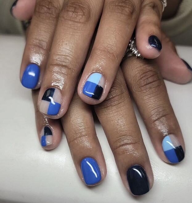 Cobalt and navy colour-block set