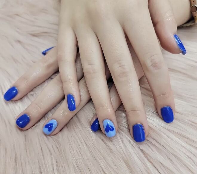 Cobalt blue with heart accents